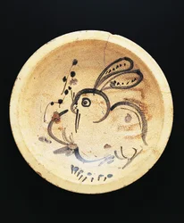 Lapin peint sur une assiette utilisée par les vendeurs de nishin-zara