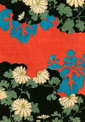 Design rouge et noir avec des marguerites