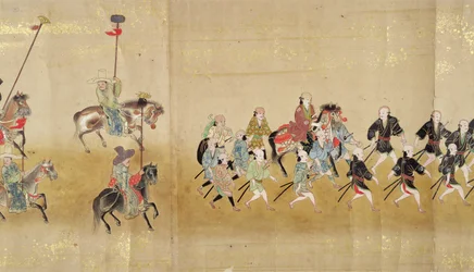 Sixième ambassade coréenne au Japon en Meireki 1 lors de la succession de Tokugawa Ietsuna en 1651, possiblement par Kano Masunobu (1625-94) (peinture sur rouleau) (détail)