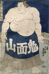 Lutteur de sumo (gravure sur bois en couleur)