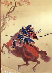 Guerrier Munete. Peinture sur soie de l
