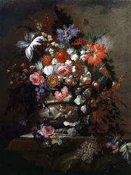 Nature morte de fleurs et de raisins