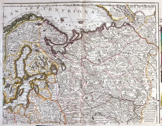 Carte de Moscou (Russie), du Royaume de Suède, des provinces baltes et d
