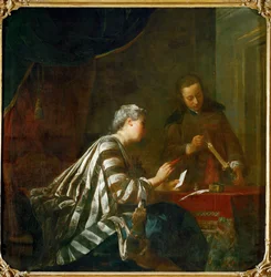 Le cachetage de la lettre (huile sur toile)