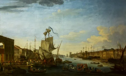 French: Embarquement du corps expéditionnaire de Minorque au port de Marseille sous les ordres du Duc de Richelieu Embarkation of the expeditionary corps of Menorca at the port of Marseille under the orders of Marshal of Richelieu