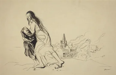 Après Douai, probablement 1918 (encre sur papier)