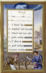 Mars : Taille des arbres (Bélier) - fac-similé des Heures d