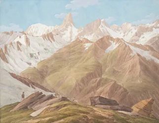 Vue du massif du Mont Blanc près du Petit Jorasse, Grand Jorasse, le..., fin 18e-19e siècle