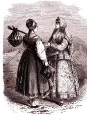 Russie. Femmes des monts Valdaï. 1865 (Gravure)