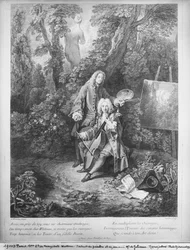 Jean Antoine Watteau et son ami Monsieur de Julienne, gravé par Nicolas Henri Tardieu (1674-1749)