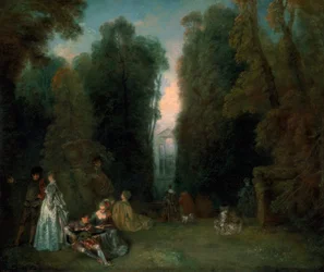 Vue à travers les arbres dans le parc de Pierre Crozat, 1715