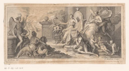Représentation allégorique avec une personnification de la médecine et des quatre éléments