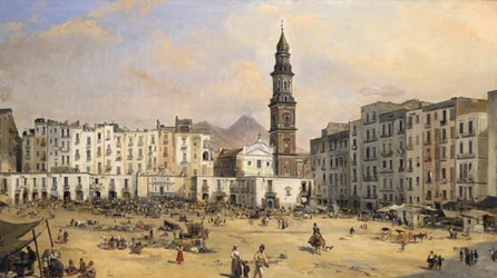 Piazza, Naples, Italie, milieu du 19e siècle