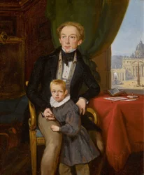 Portrait du comte Piotr Ivanovitch Mechtcherski 1802-1876 avec son fils Nikolaï, 1935
