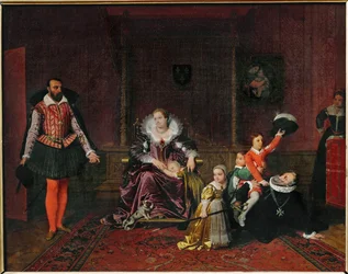 Le roi de France Henri IV joue avec ses enfants alors que l