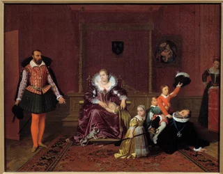 Le roi de France Henri IV jouant avec ses enfants devant l
