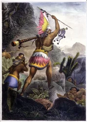 Un Indien Coroado donnant le signal de retraite, 1839