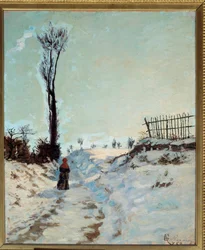 Chemin creux, effet de neige. Peinture de Jean Baptiste Armand Guillaumin (1841-1927) 1869. Paris, musée d