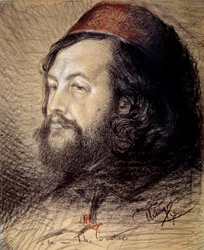 Portrait de Théophile Gautier (1811-1872) Dessin au fusain et pastel par Auguste Clésinger (1851)