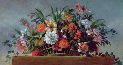 Panier tressé rempli de fleurs