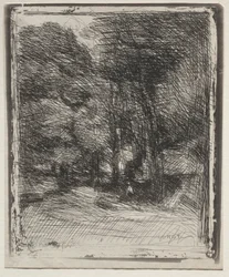 Un souvenir du Bas-Bréau, impression originale 1858, imprimée en 1921