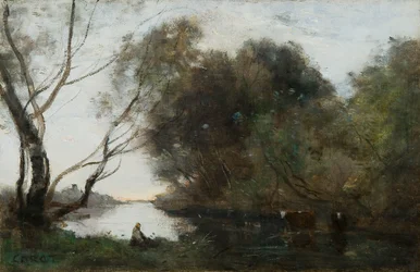 Lac : Coucher de soleil, vers 1820-1860