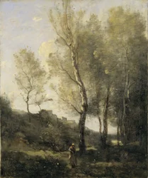 Paysage avec peupliers