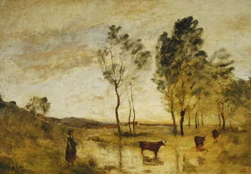 Le gué ; Vaches au bord du gué