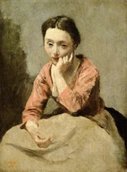 Femme en blouse rose