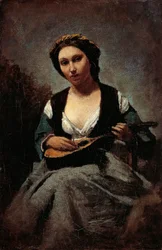 Femme avec mandoline, par Jean-Baptiste-Camille Corot (1796-1875)