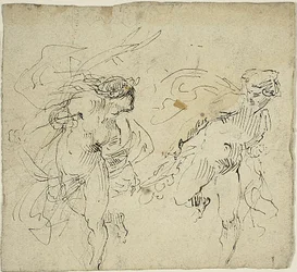 Deux figures masculines en mouvement