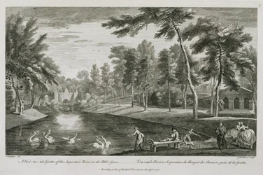 Vue sur la grotte de la rivière Serpentine dans le bosquet d