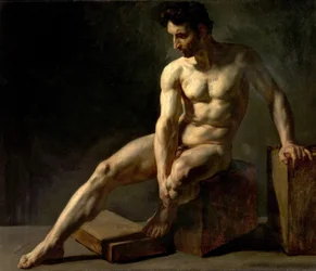 Nu masculin assis