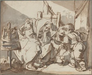 Une femme fatiguée avec deux enfants