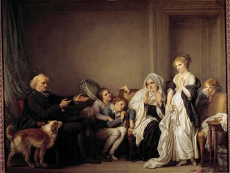 Le curé et la jeune veuve. Peinture de Jean Baptiste Greuze (1725-1805) 18ème siècle