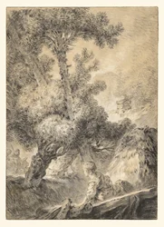 Berger et bergère dans un paysage bucolique