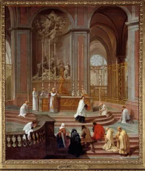 La messe du chanoine de La Porte ou le maître-autel de Notre-Dame de Paris. Peinture de Jean Jouvenet (1644-1717), 1708-1710. Dimensions : 1,62 x 1,41 m