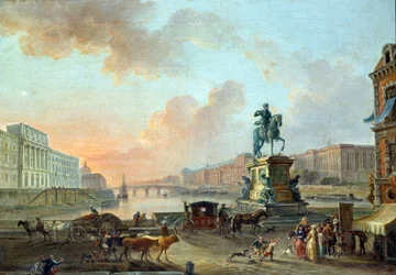 Vue de la Monnaie, du Pont Royal et du Louvre depuis le Pont Neuf vers 1775