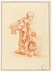 Dessin, une femme guidant un enfant, 1750-75