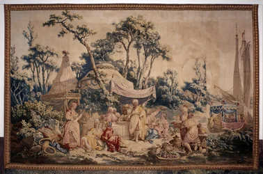 Le banquet en plein air, un rideau de jeux russes