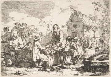 Place du marché du village, XVIIIe siècle