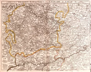 Carte du Brabant espagnol (Brabant flamand et wallon) et du diocèse de Liège (Belgique)