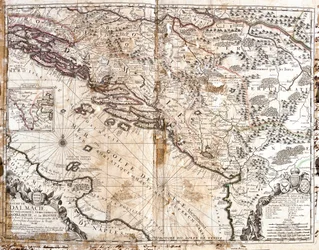 Carte du Royaume de Dalmatie (actuelle Croatie et Monténégro), sur la côte du golfe de Venise (mer Adriatique)