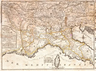 Carte des routes menant aux principales villes italiennes depuis toute l