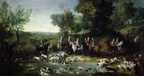 Louis XV (1710-1774) chassant le cerf dans la forêt de Saint-Germain, 1730