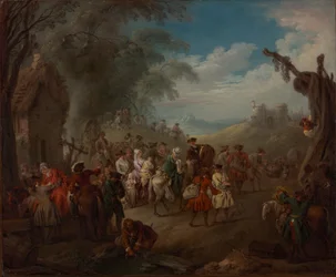 Troupes en marche, vers 1725
