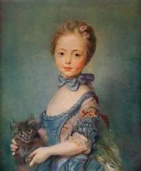Une jeune fille avec un chaton, vers 1743