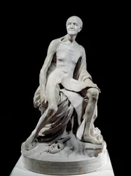 François-Marie Arouet dit Voltaire nu (1694-1778). Sculpture en marbre par Jean-Baptiste Pigalle (1714-1785) 1776