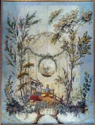 Chinoiserie : panneau décoratif représentant une scène chinoise, conçu par Jean Pillement (1728-1808)