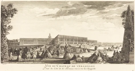 Vue du Château de Versailles prise du côté de la terrasse vis-à-vis la chapelle